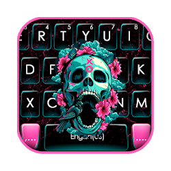 ثيم لوحة المفاتيح Roses Floral Skull
