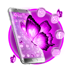 3D Neon Butterfly Kawaii Theme