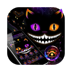 Neon Dark Night Cat Face Theme