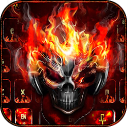 حريق الموضوع الجمجمة لوحة المفاتيح النار الجمجمة