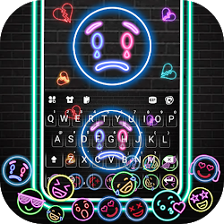 خلفية الكيبورد Neon Emojis Gravity