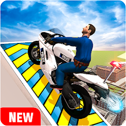 لعبة مقلاع حيلة سائق 3D - ميجا سلالم سباق الدراجة