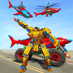 Robot Shark Attack Transform Robot Shark Games