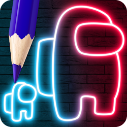 Among Us Coloring Book Neon