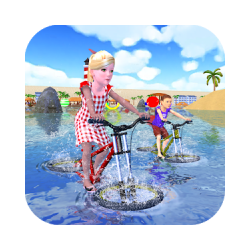 الاطفال ركوب دراجات المياه