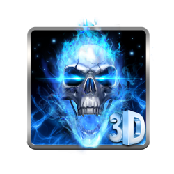 3D الأزرق النار الموضوع الجمجمة