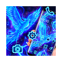 Blue Neon Flaming Phoenix Theme